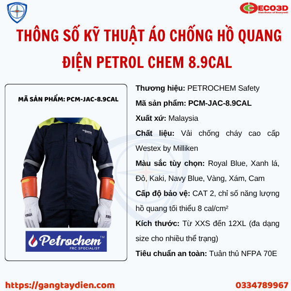 ÁO CHỐNG HỒ QUANG ĐIỆN, ÁO CHỐNG HỒ QUANG ĐIỆN PETROL CHEM, quần áo chống hồ quang điện, 