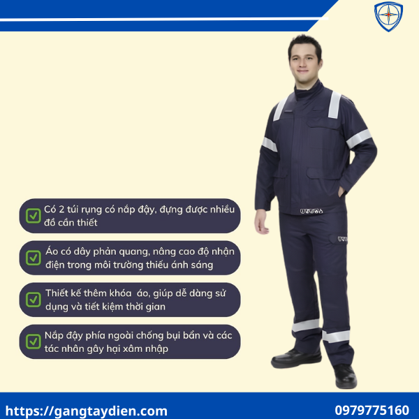 Áo khoác bảo hộ SFE 12 cal, áo chống hồ quang điện, áo bảo hộ hồ quang, áo cách điện 12cal, quần áo hồ quang điện penta regelrex, 12cal, eco3d,