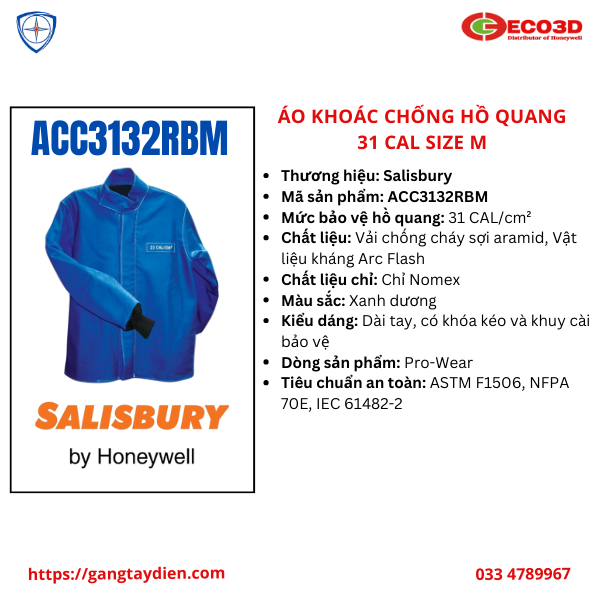 ÁO KHOÁC CHỐNG HỒ QUANG 31 CAL, bảo hộ eco3d, áo cách điện salisbury, 