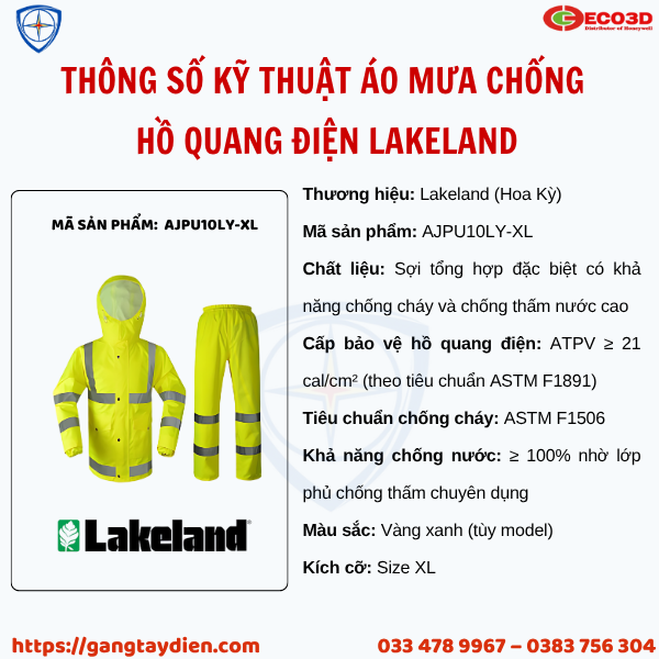 ÁO MƯA CHỐNG HỒ QUANG ĐIỆN, ÁO CHỐNG HỒ QUANG ĐIỆN, ÁO CHỐNG HỒ QUANG ĐIỆN LAKELAND , ÁO MƯA CHỐNG HỒ QUANG ĐIỆN LAKELAND, bảo hộ điện eco3d, quần áo cách điện, quần áo bảo hộ lao động,