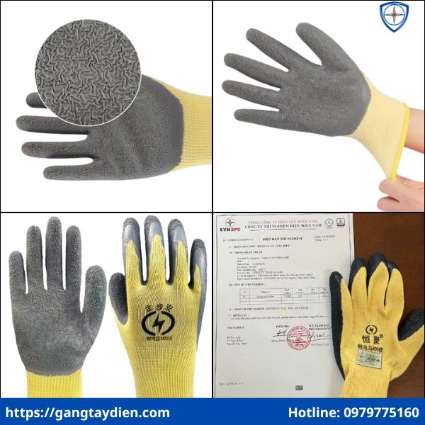 Bao tay cách điện 400V, găng tay cách điện 400v chống mài mòn, găng tay cách điện 400v chống mài mòn chống trượt, bao tay cách điện hạ thế, găng tay vải cách điện,