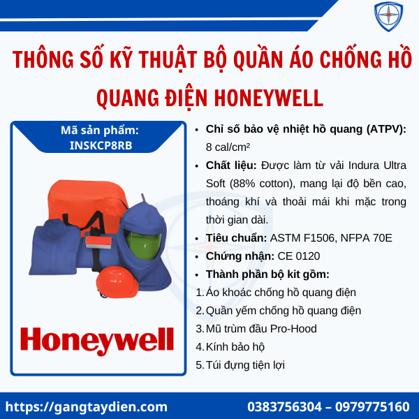 Bộ quần áo chống hồ quang điện Honeywell, Bộ quần áo chống hồ quang Honeywell INSKCP8RB 8 cal, INSKCP8RB, quần áo chống hồ quang điện 8cal, quần áo cách điện, Honeywell, quần áo bảo hộ lao động, quần cách điện, áo cách điện, bảo hộ điện ECO3D,