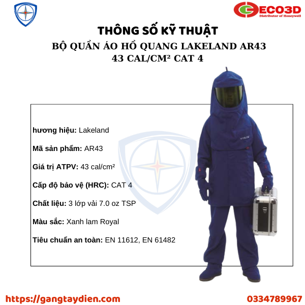 BỘ QUẦN ÁO HỒ QUANG LAKELAND , BẢO HỘ ECO3D, QUẦN ÁO CÁCH ĐIỆN,