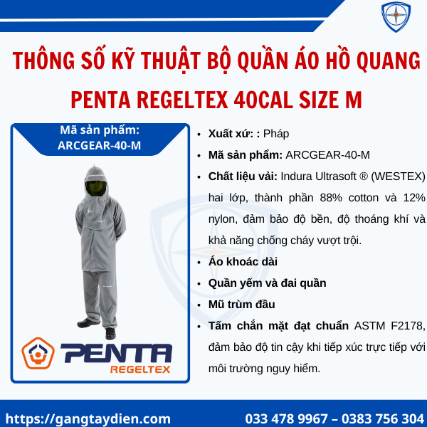 Bộ quần áo hồ quang PENTA REGELTEX, quần áo chống hồ quang điện 40CAL, quần áo chống hồ quang SFE, quần áo cách điện, bảo hộ điện eco3d, quần áo bảo hộ lao động,