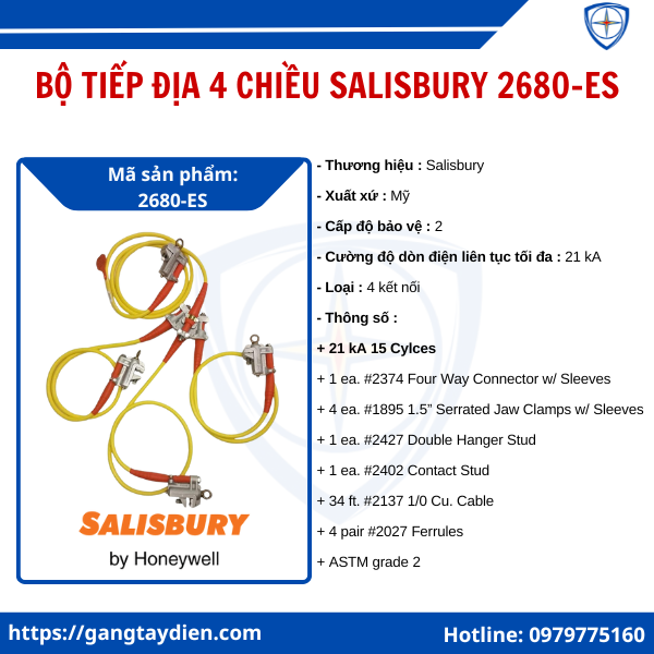 Bộ tiếp địa 4 chiều Salisbury, tiếp địa di động Salisbury, bộ nối đất an toàn 4 pha, bộ tiếp đất an toàn ngành điện, bộ tiếp địa có kẹp cách điện, bộ tiếp địa chuyên dụng điện lực, bộ tiếp địa đạt tiêu chuẩn an toàn, ,eco3d, bảo hộ điện eco3d,