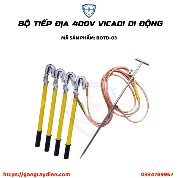 Bộ tiếp địa 400V, bộ tiếp địa vicadi, sào cách điện,