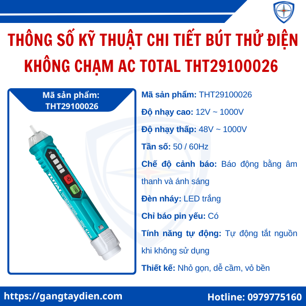 Bút dò điện không chạm AC total, Bút thử điện không chạm AC total chính hãng, Bút dò điện không chạm AC total ở đâu, Bút thử điện Bosch LED, bảo hộ điện eco3d, eco3d, giá Bút dò điện không chạm AC total, THT29100026, bảo hộ lao động giá rẻ,