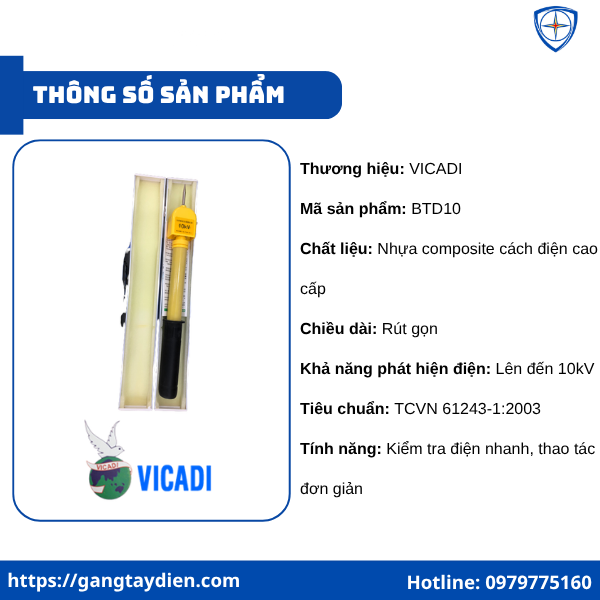 Bút thử điện VICADI 10KV, bút thử điện 10kv, bút thử điện không chạm 10kv, bút thử điện vicadi không chạm 10kv,