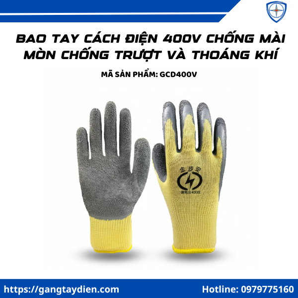Bao tay cách điện 400V, găng tay cách điện 400v chống mài mòn, găng tay cách điện 400v chống mài mòn chống trượt, bao tay cách điện hạ thế, găng tay vải cách điện,
