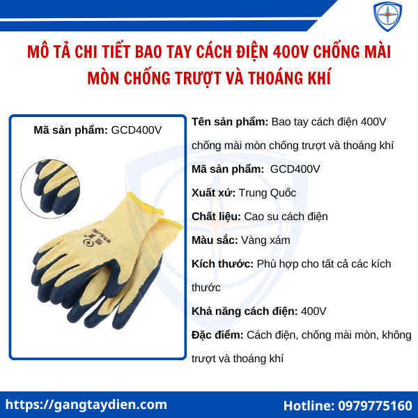 Bao tay cách điện 400V, găng tay cách điện 400v chống mài mòn, găng tay cách điện 400v chống mài mòn chống trượt, bao tay cách điện hạ thế, găng tay vải cách điện,