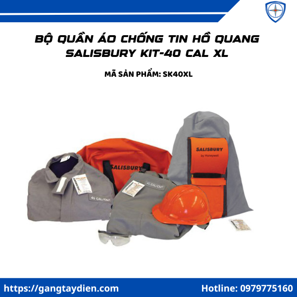 Bộ quần áo chống tia hồ quang Salisbury KIT-40 CAL, Bộ đồ hồ quang salisbury kit-40, quần áo hồ quang salisbury 40 cal, bộ quần áo chống hồ quang salisbury, quần áo cách điện SK40M,
