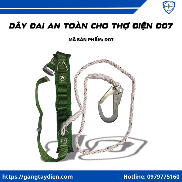 Dây Đai An Toàn Cho Thợ Điện D07, dây đai an toàn cho điện lực, dây đai an toàn thợ điện, dây đai an toàn có móc lớn, dây an toàn giá tốt, dây đai an toàn đạt chuẩn, dây đai bảo hộ lao động, dây an toàn chống rơi, bảo hộ điện eco3d, eco3d,