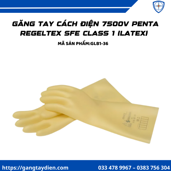 Găng tay cách điện 7500V, Găng tay cách điện Penta Regeltex SFE, găng tay cách điện cao áp, bao tay cách điện 7500v, sfe, bảo hộ điện eco3d, găng tay bảo hộ lao động,GLB1-36,
