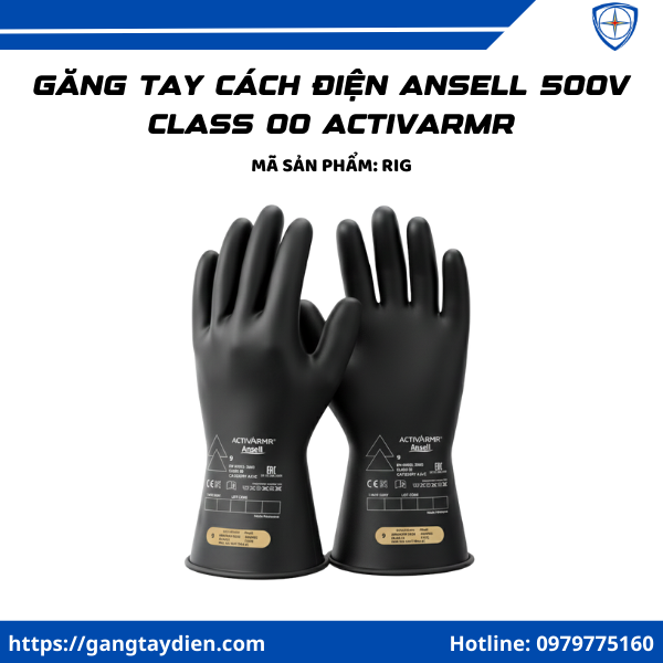 Găng tay cách điện Ansell 500V, găng tay cách điện hạ áp 500V, găng tay điện 500V, găng tay Ansell hạ áp, bao tay cao su cách điện 500V,