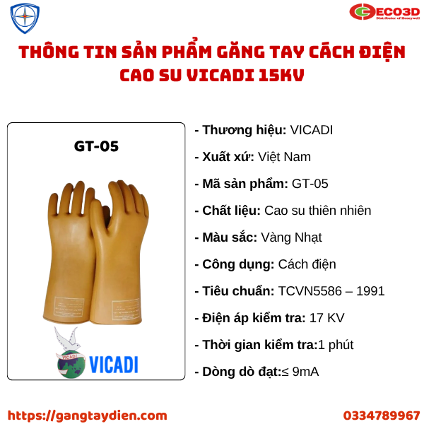 Găng tay cách điện cao su Vicadi, bảo hộ eco3d, Găng tay cách điện cao su Vicadi, vicadi, 