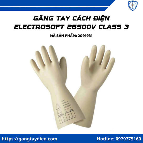 Găng tay cách điện ELECTROSOFT 26500V, găng tay cách điện 26500v, bao tay cách điện 26.5KV, găng tay cách điện class 2, găng tay cao su cách điện giá tốt,  mua găng tay cách điện TPHCM,