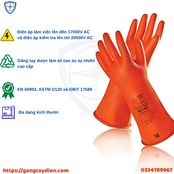 GĂNG TAY CÁCH ĐIỆN NOVAX, BẢO HỘ ECO3D, GĂNG TAY CÁCH ĐIỆN CLASS 2, NOVAX,