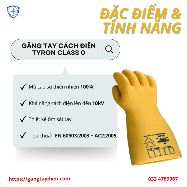 Găng tay cách điện TYRON, bảo hộ eco3d, găng tay cách điện, găng tay tyron,