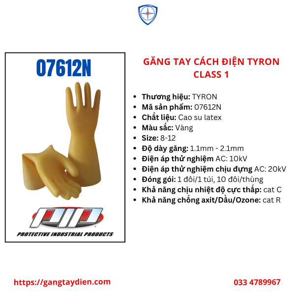 GĂNG TAY CÁCH ĐIỆN TYRON, bảo hộ eco3d, găng tay cách điện, PIP, 