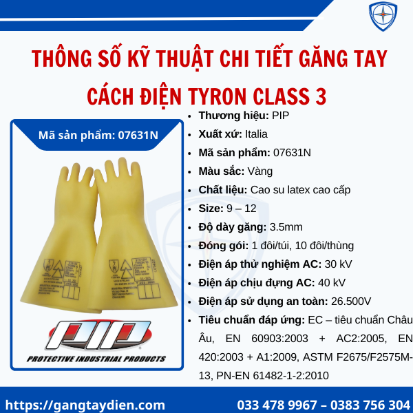 Găng tay cách điện TYRON, Găng tay TYRON, Găng tay cách điện Class 3, găng tay cách điện 26500v, găng tay cách điện cao thế, bao tay cách điện cao thế, bao tay điện 26500v,