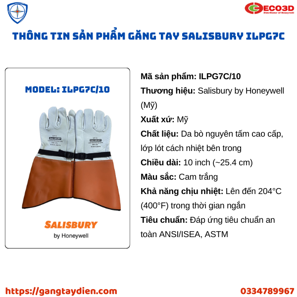 GĂNG TAY DA CHỊU NHIỆT ĐỘ CAO SALISBURY, bảo hộ eco3d,găng tay cách điện,