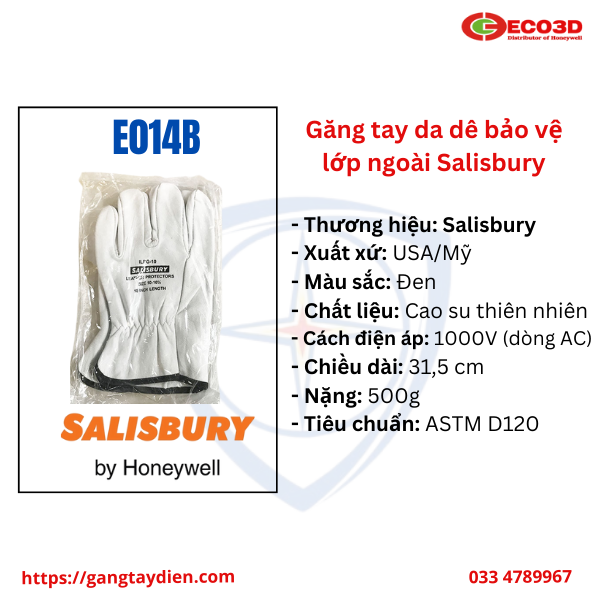 GĂNG TAY DA DÊ BẢO VỆ LỚP NGOÀI SALISBURY, bảo hộ eco3d, găng tay cách điện, 