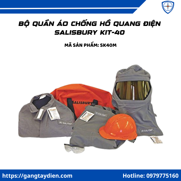 Bộ quần áo chống hồ quang điện Salisbury KIT-40, Bộ đồ hồ quang salisbury kit-40, quần áo hồ quang salisbury 40 cal, bộ quần áo chống hồ quang salisbury, quần áo cách điện SK40M, 