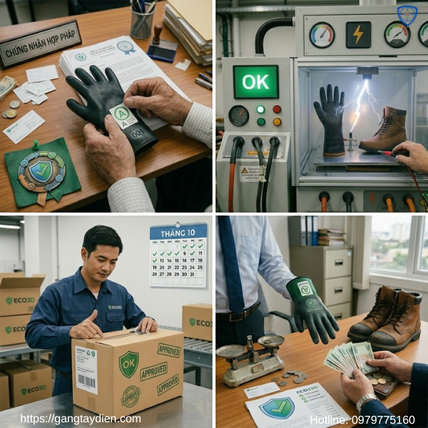 kiểm định găng tay cách điện, kiểm định nhanh, kiểm định ủng cách điện, hỗ trợ kiểm định giá tốt,