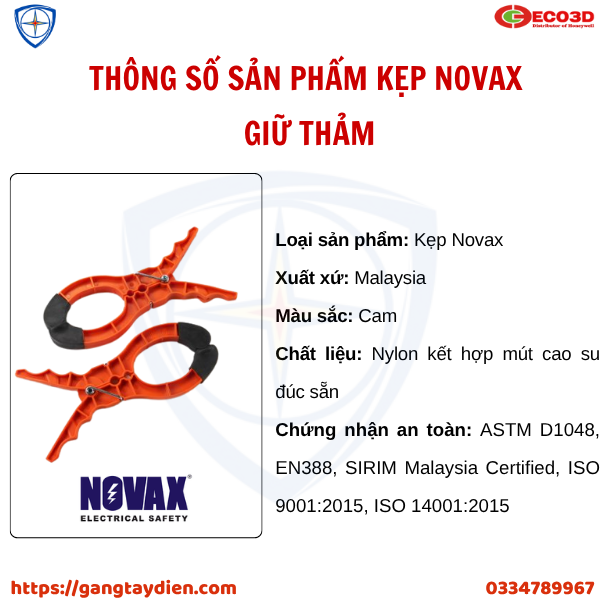 KẸP NOVAX, KẸP NOVAX GIỮ THẢM, CỐ ĐỊNH TẤM PHỦ CÁCH ĐIỆN, BẢO HỘ ECO3D, DỤNG CỤ CÁCH ĐIỆN,