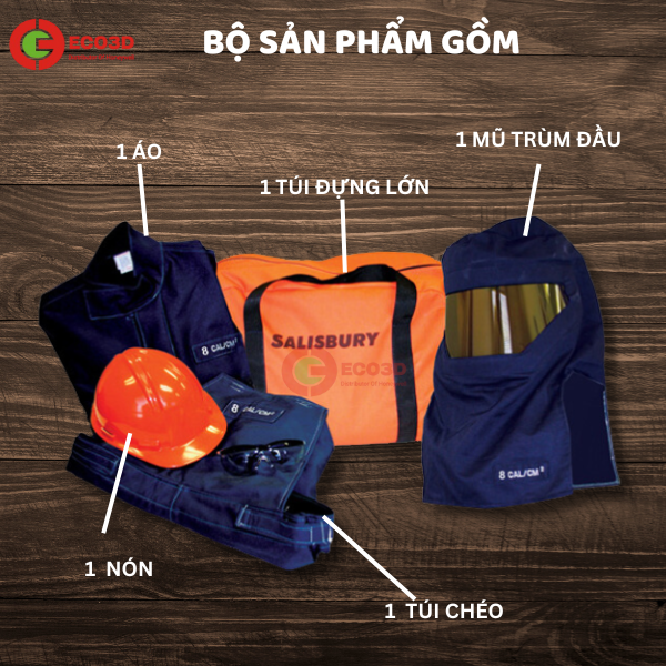 bộ quần áo hồ quang điện, dụng cụ cách điện, bảo hộ eco3d, thiết bị bảo hộ điện, bảo họ ngành điện,