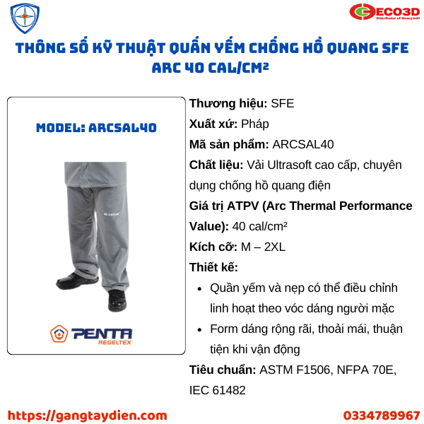 QUẤN YẾM CHỐNG HỒ QUANG SFE, bảo hộ eco3d, quần áo cách điện,