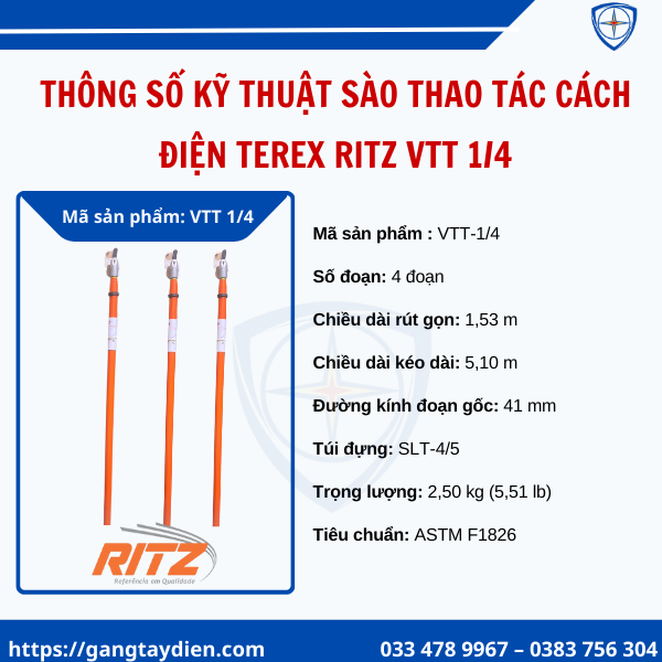 Sào thao tác cách điện Terex Ritz, Sào thao tác Terex Ritz, Sào thao tác, Sào thao tác cao áp