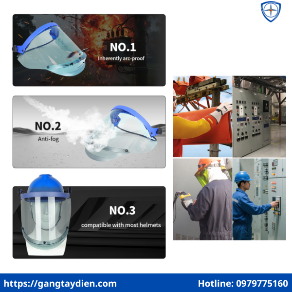 Tấm kính che mặt chống hồ quang, tấm chắn bảo vệ hồ quang, tấm kính chống hồ quang,Tấm kính che mặt, mũ chống hồ quang điện, bảo hộ điện eco3d,