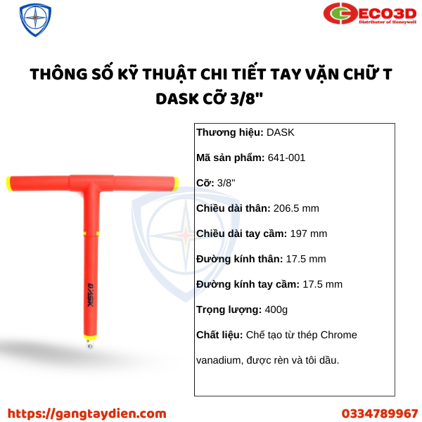 TAY VẶN CHỮ T DASK, Bảo hộ ECO3D, DỤNG CỤ CÁCH ĐIỆN,