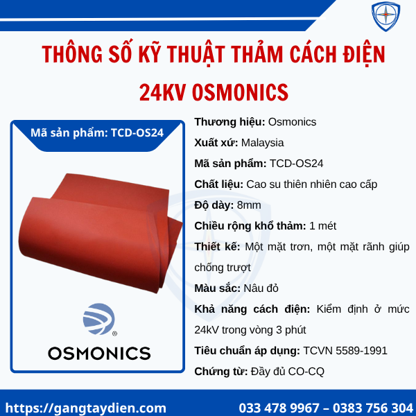 thảm cách điện 24kV, thảm cách điện Osmonics, thảm cách điện cao áp, thảm cách điện công nghiệp, thảm cách điện giá tốt,