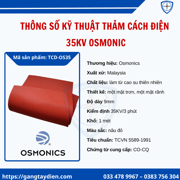 Thảm cách điện 35kV, thảm cách điện Osmonic, thảm cách điện, Osmonic, thảm cách điện 35kV Osmonic, thảm cách điện giá rẻ.