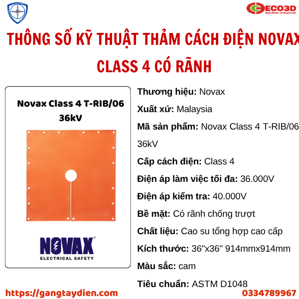THẢM CÁCH ĐIỆN NOVAX, THẢM CÁCH ĐIỆN NOVAX CLASS 4 CÓ RÃNH, thảm cách điện có rãnh, thảm class 4, bảo hộ eco3d,