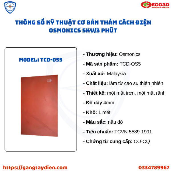 Thảm Cách Điện Osmonics, bảo hộ eco3d, thảm cách điện 5kv, thảm cách điện,