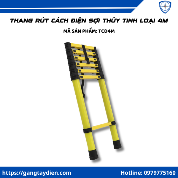 Thang Rút Cách Điện Sợi Thủy Tinh Loại 4M, Thang Rút Cách Điện, Thang Cách Điện, Thang Rút Điện Lực, Thang Rút Cách Điện Sợi Thủy Tinh, bảo hộ điện eco3d, eco3d,