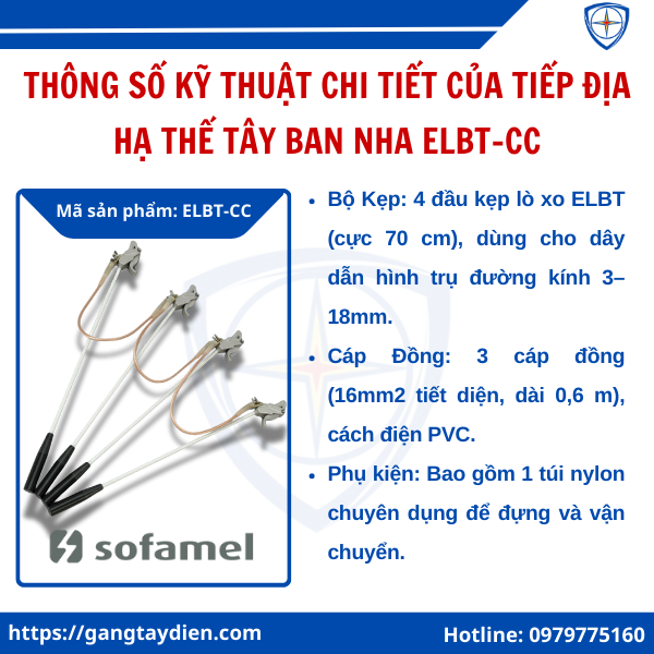 TIẾP ĐỊA HẠ THẾ SOFAMEL, Tiếp địa hạ thế Tây Ban Nha ELBT, ELBT-CC, Tiếp địa hạ thế Sofamel ELBT-CC, Sofamel ELBT-CC, bảo hộ điện eco3d, eco3d, Tiếp địa hạ thế ở đâu, Tiếp địa hạ thế chính hãng 