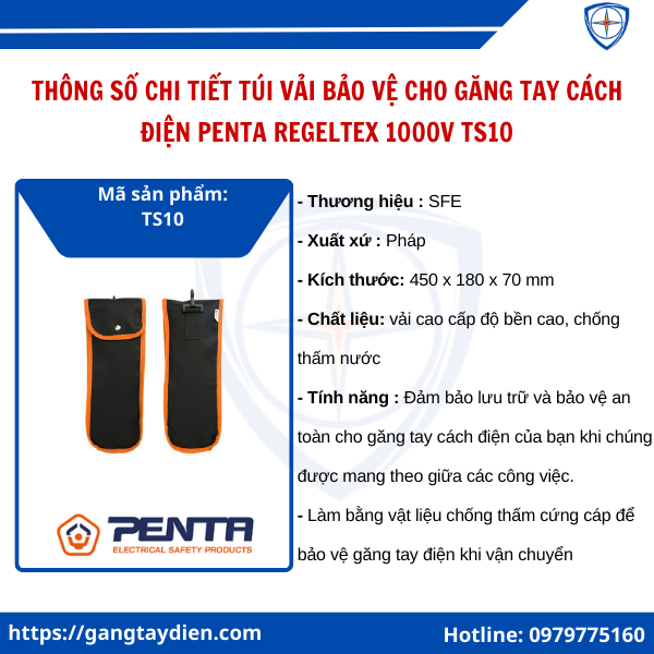 Túi vải bảo vệ cho găng tay,Túi vải bảo vệ cho găng tay cách điện Penta Regeltex,1000V, bao tay cách điện hạ thế 1000V, găng tay sfe, địa chỉ mua găng tay cách điện 1000v, găng tay 1000V penta regeltex,