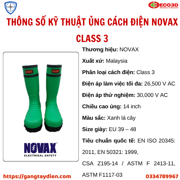 ủng cách điện, ủng cách điện novax, ủng cách điện novax class 3, ủng cách điện 22kv,