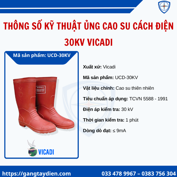 ủng cách điện 30kv Vicadi, ủng cao su cách điện, ủng cao su, ủng cách điện hạ áp,