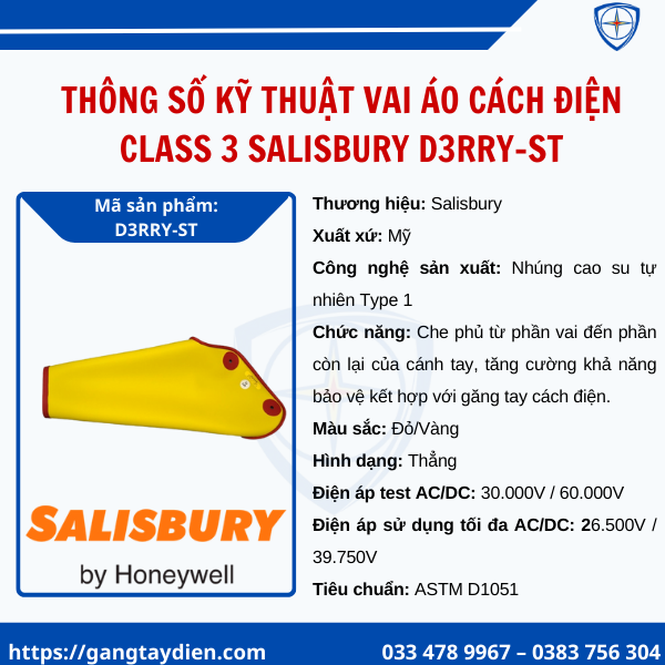 Vai áo cách điện, Vai áo cách điện class 3, Vai áo cách điện class 3 D3RRY-ST, Vai áo cách điện Salisbury, Vai áo cách điện SALISBURY D3RRY-ST, Vai áo cách điện class 3 Salisbury