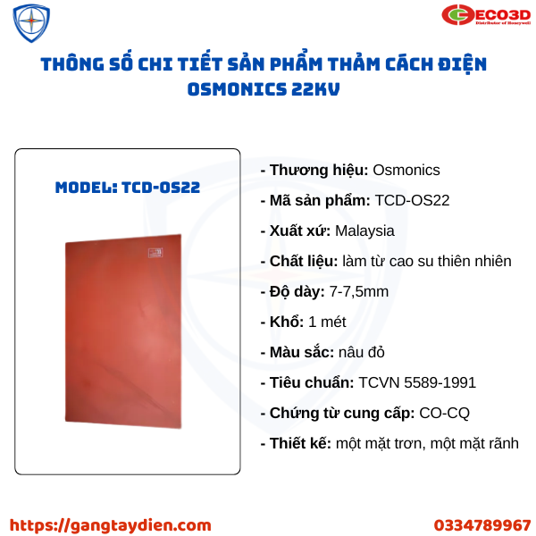 Thảm Cách Điện Osmonics, bảo hộ eco3d, thảm cách điện 22kv, thảm cách điện,
